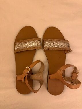 J Crew Size 9 Women's Tan Braided Strap Sandals